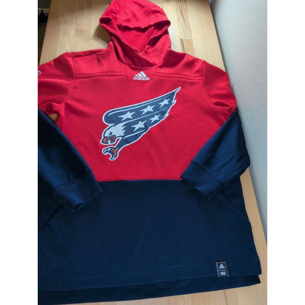 Washington Capitals Hoodie Mens Medium Adidas Red Blue Nhl Pullover